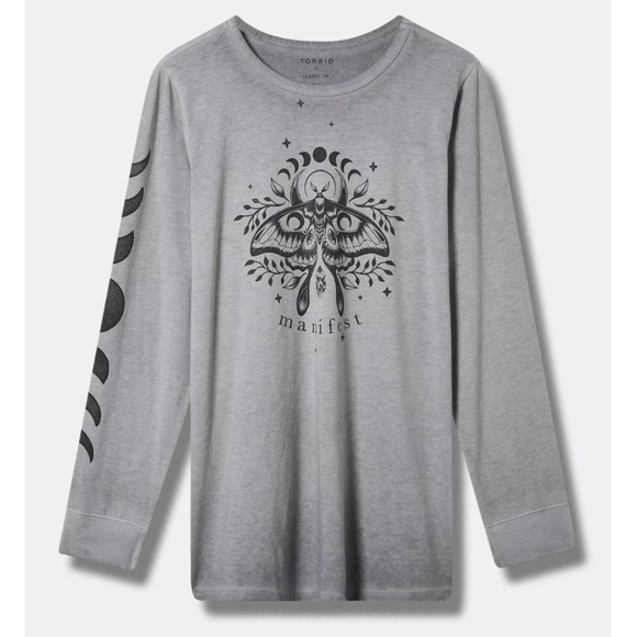 Torrid - Mystic Moth Classic Fit Signature Jersey Gray Long Sleeve Tee - 3X - Picture 1 of 1
